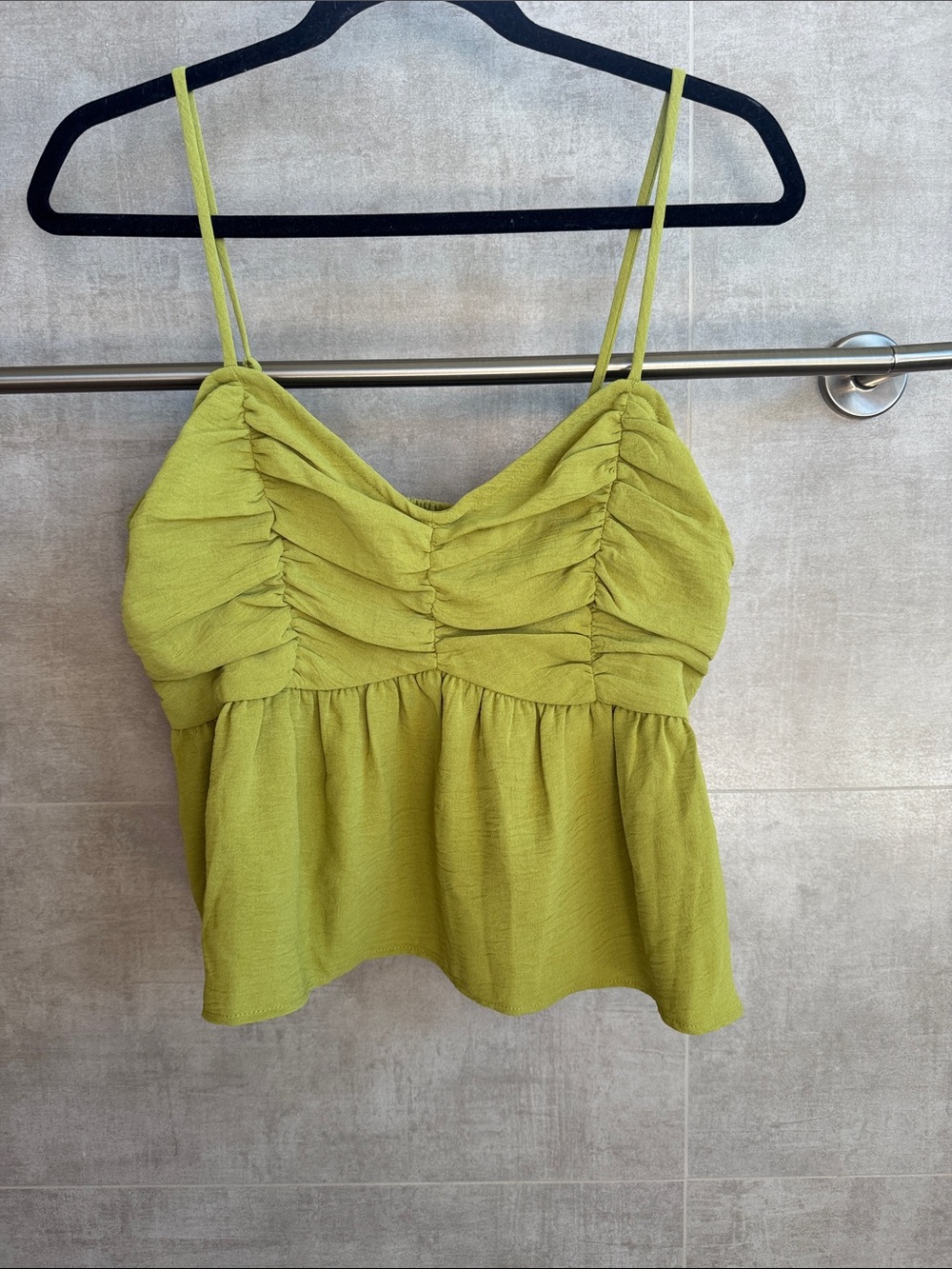 ILLA ILLA Ruched Peplum Camisole in Lime